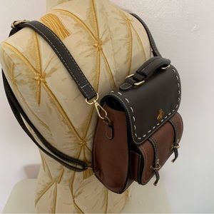 Leather backpack, bee emblem